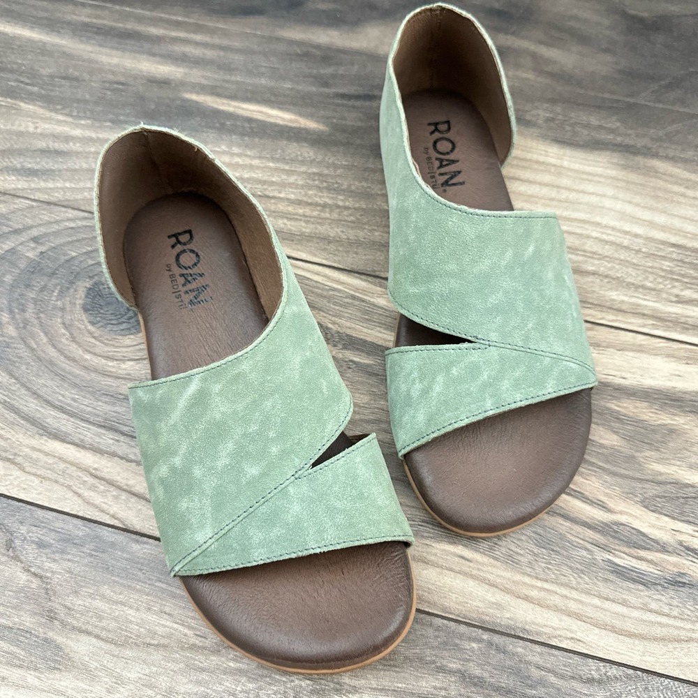 NIB Roan by Bed Stu Irie 8 38 Asymmetrical Open Toe Flat Leather Sandals Osaka - Picture 2 of 13
